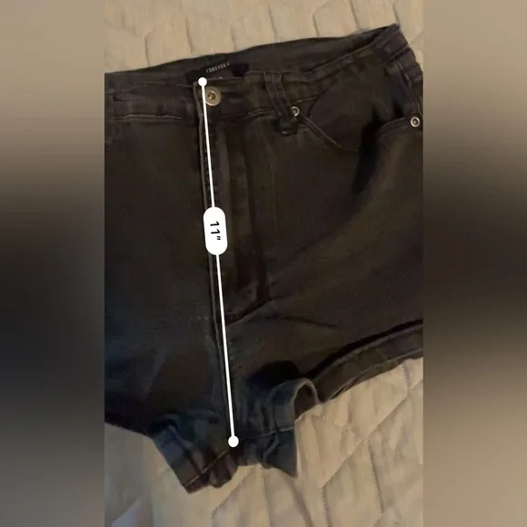 Forever 21 Mini Shorts Black size 29 hem denim stretchy zip fly button pockets - Picture 5 of 8